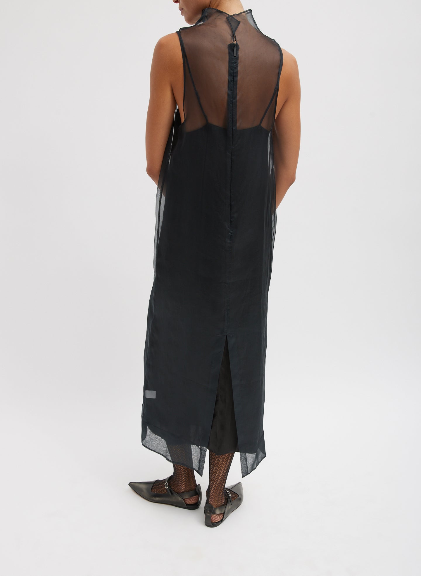 Melee Crepe V-Neck Dress With Organza Lining Tibi Official Melee Crepe V-Neck Dress With Organza Lining Tibi Official