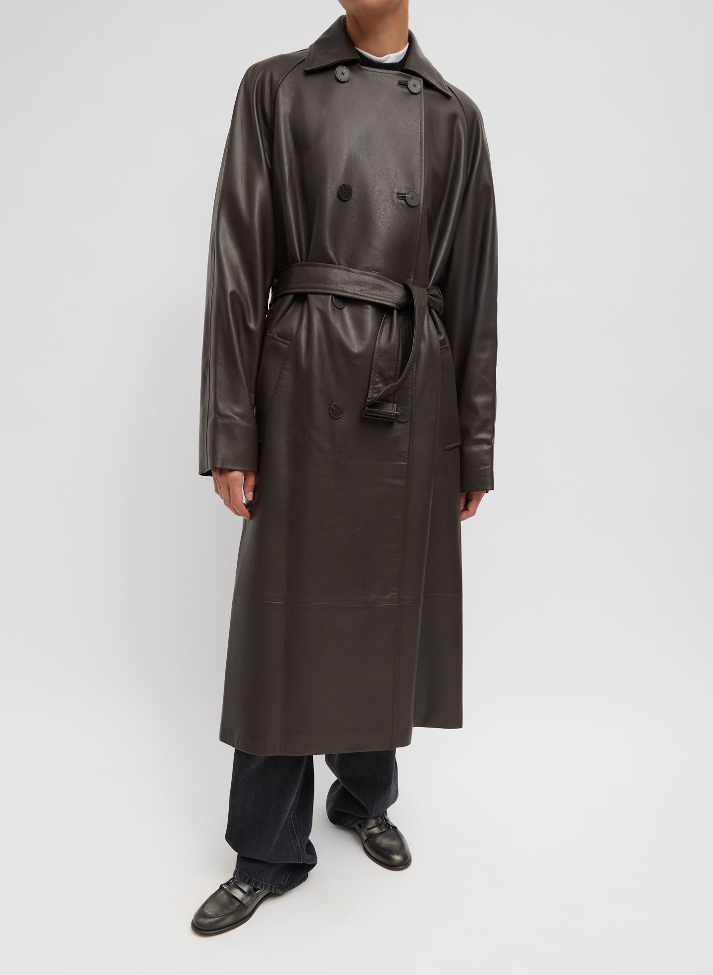 Leather Trench - Chocolate Brown-5