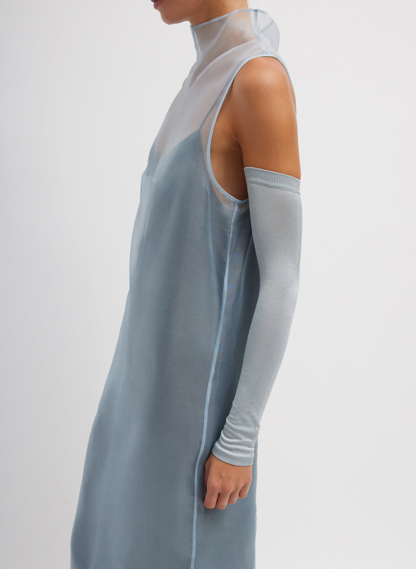 Melee Crepe V-Neck Dress With Organza Lining Tibi Official Melee Crepe V-Neck Dress With Organza Lining Tibi Official