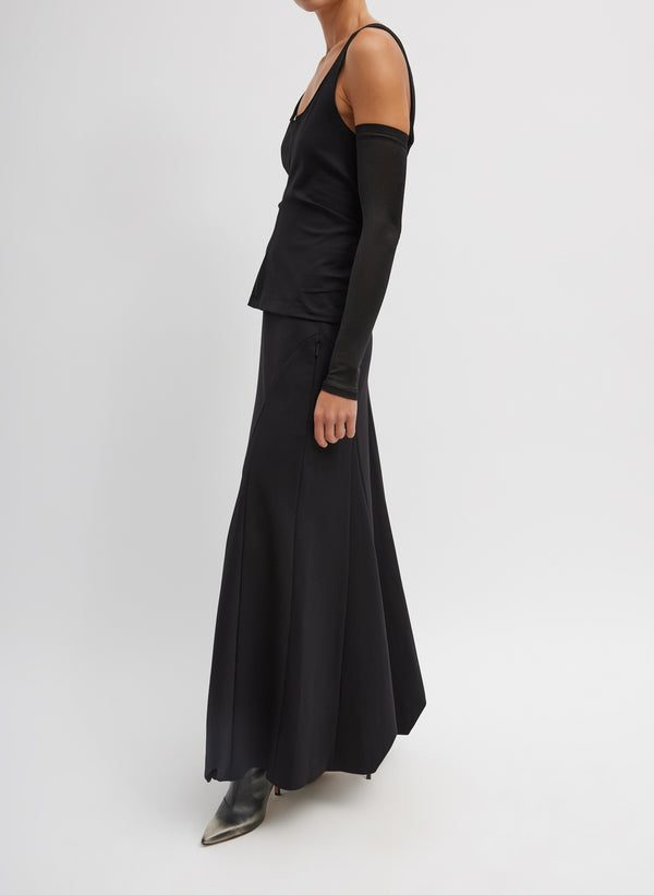 Compact Ultra Stretch Tucked Panel Maxi Skirt - Black-3