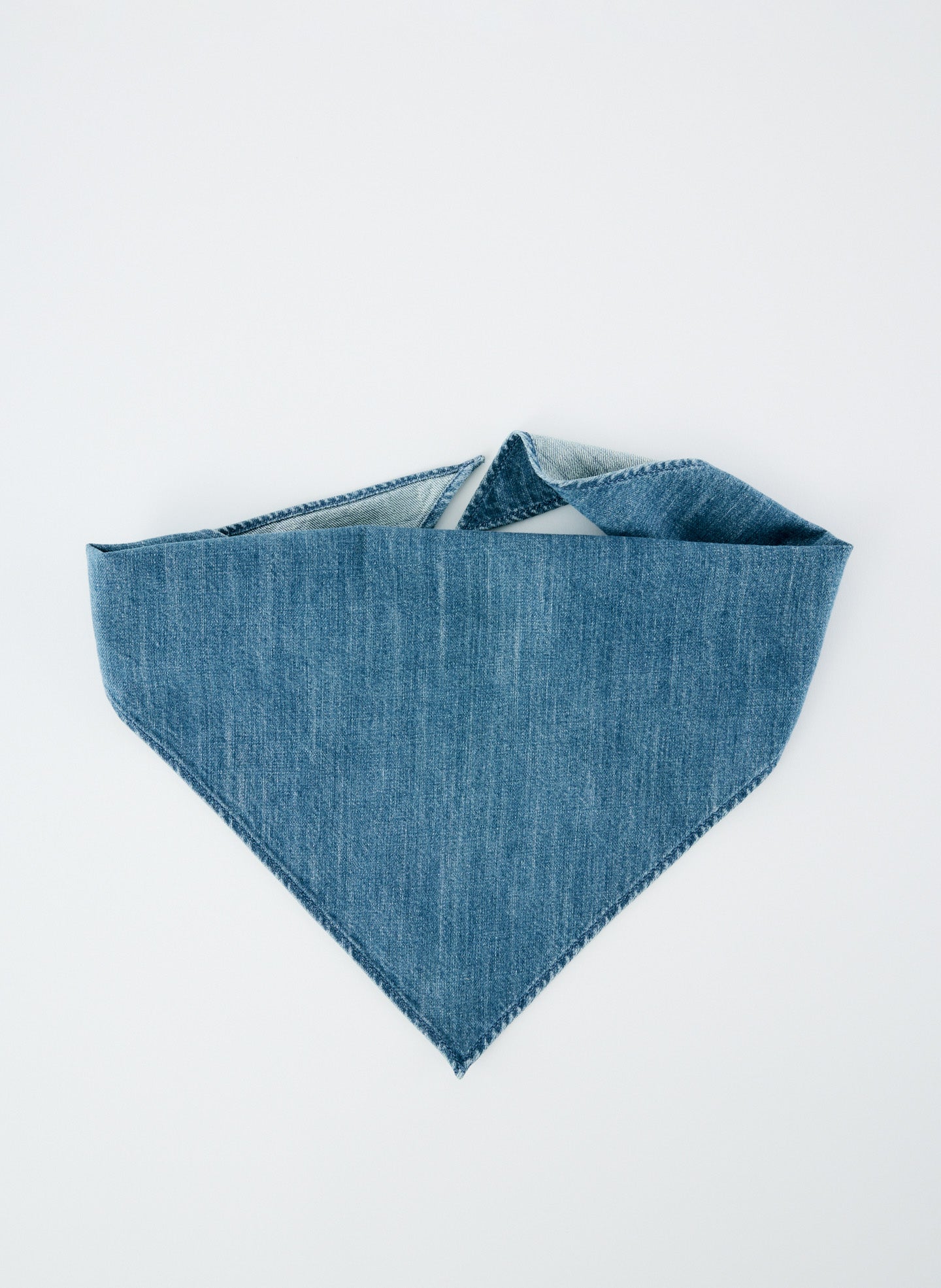 Lightweight Stone Washed Denim Babushka Scarf - Denim Blue-1