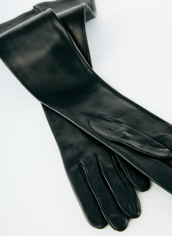 Leather Glove - Long Black-3