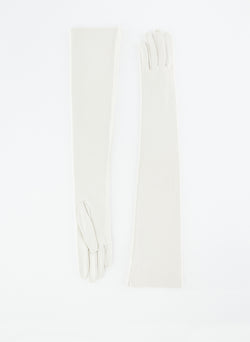 Leather Glove - Long White-1