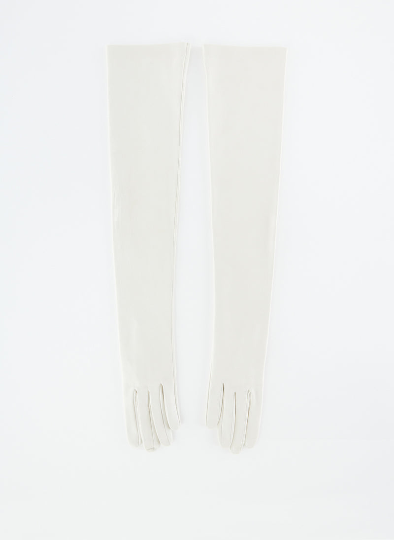 Leather Glove - Long White-2