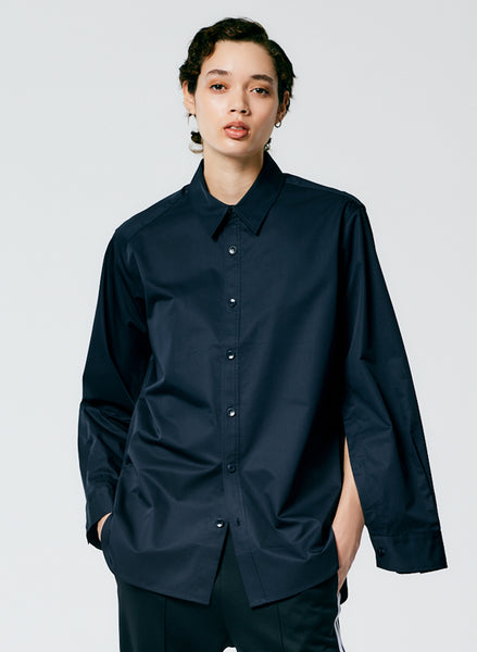 Eco Poplin Shirt With Inseam Vent – Tibi Official