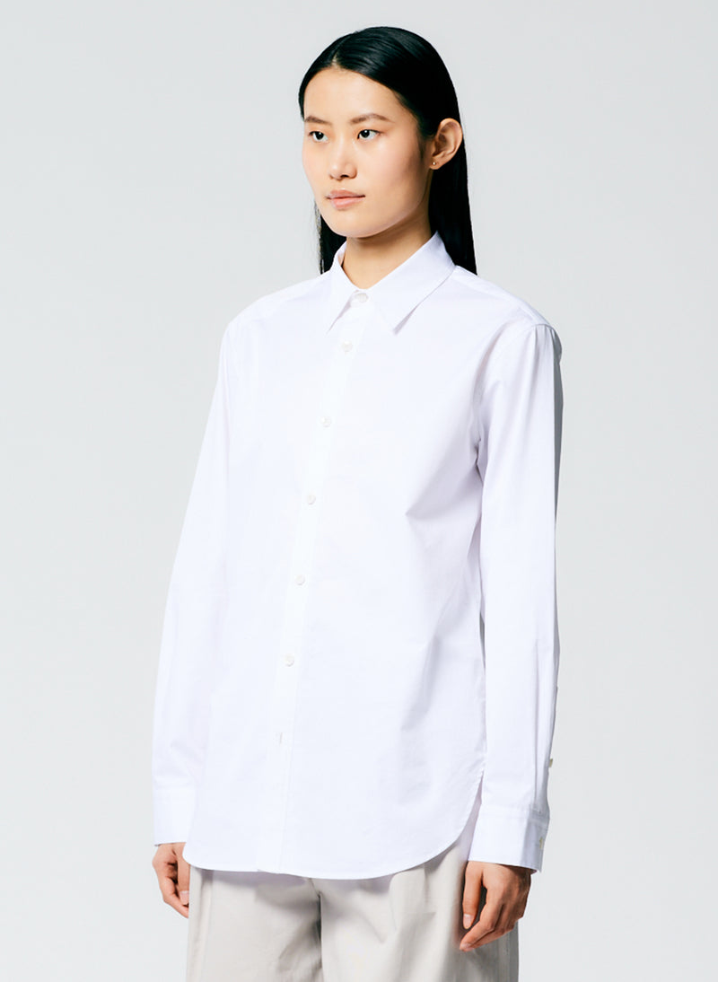 Eco Poplin Shirt With Inseam Vent White-3