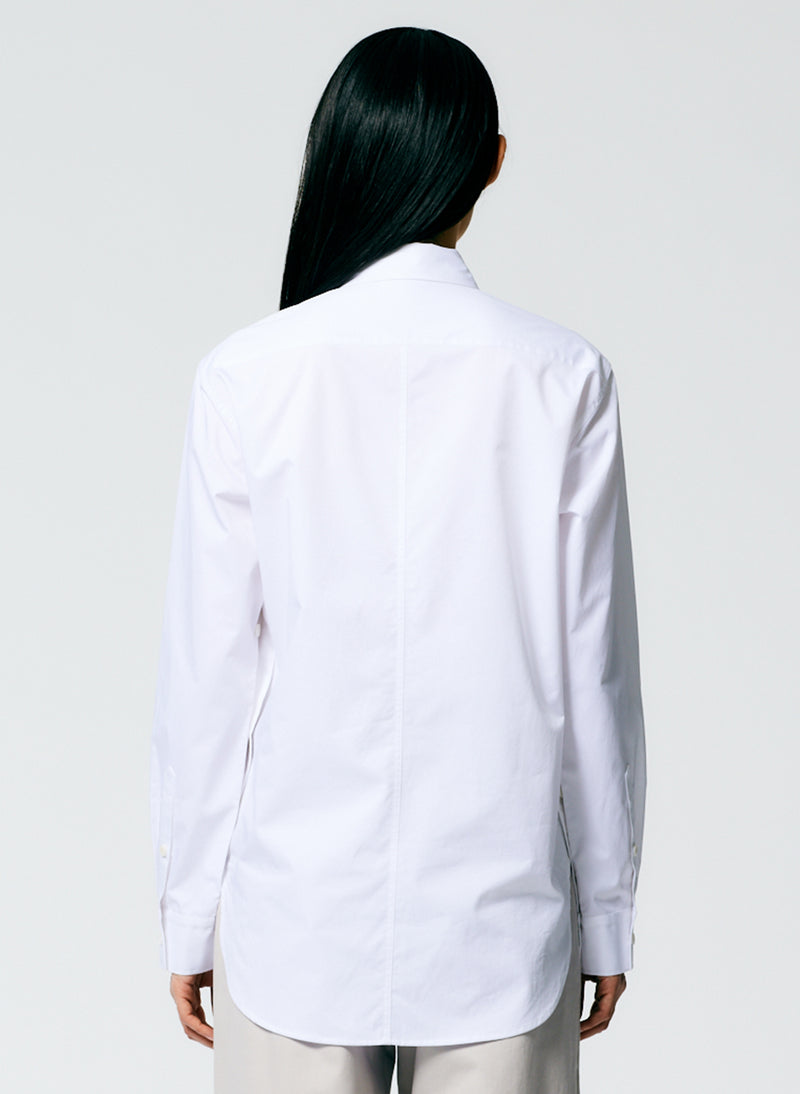 Eco Poplin Shirt With Inseam Vent White-4