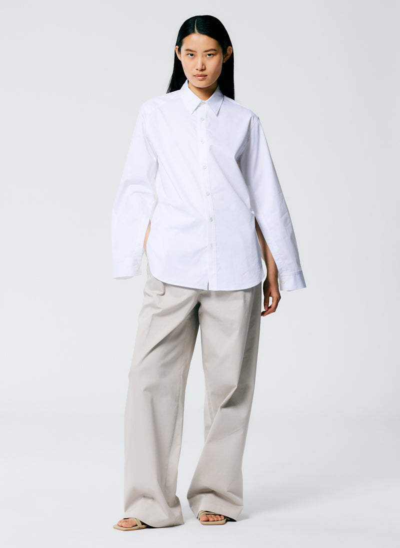 Eco Poplin Shirt With Inseam Vent White-5