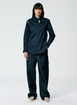 Eco Poplin Cut Out Charlie Shirt Dark Navy-4