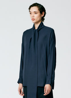 Feather Weight Eco Crepe Davenport Sculpted Shirt Midnight Navy-2