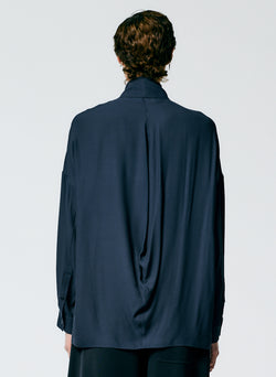 Feather Weight Eco Crepe Davenport Sculpted Shirt Midnight Navy-3
