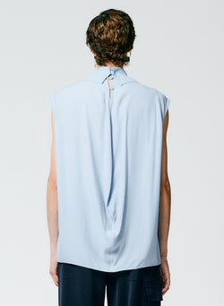 Feather Weight Eco Crepe Sleeveless Davenport Sculpted Shirt Baby Blue-4