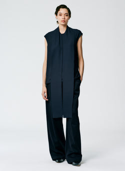 Feather Weight Eco Crepe Sleeveless Davenport Sculpted Shirt Midnight Navy-6
