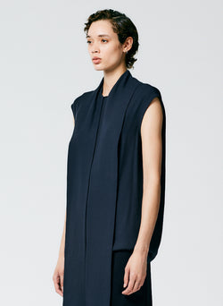 Feather Weight Eco Crepe Sleeveless Davenport Sculpted Shirt Midnight Navy-3