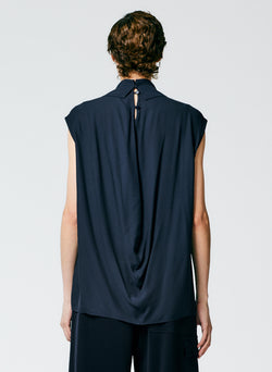Feather Weight Eco Crepe Sleeveless Davenport Sculpted Shirt Midnight Navy-4