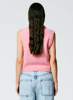 Soft Lambswool Distressed Vest Pink-3
