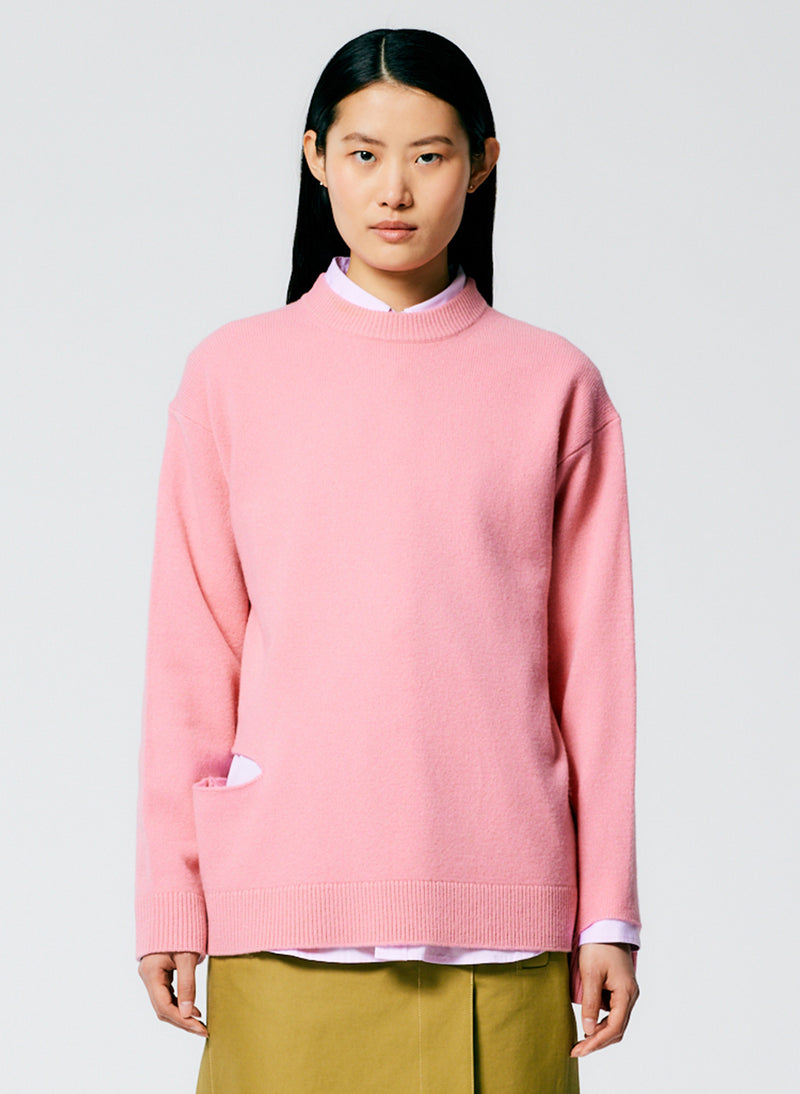 Soft Lambswool Crewneck Easy Pullover Pink-2