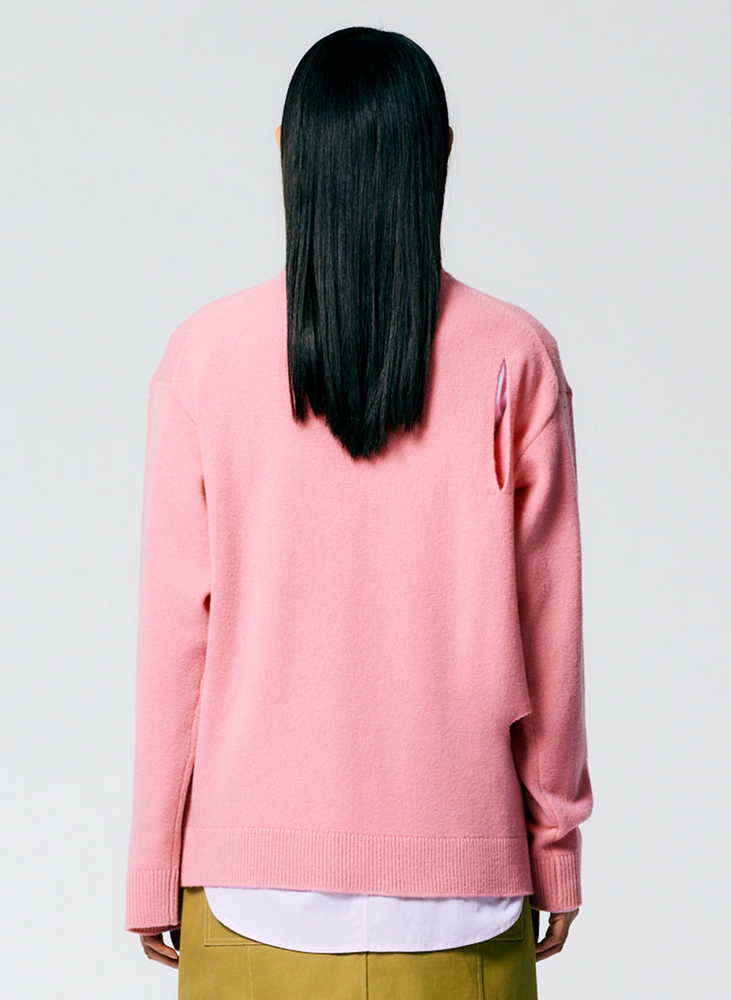 Soft Lambswool Crewneck Easy Pullover Pink-4