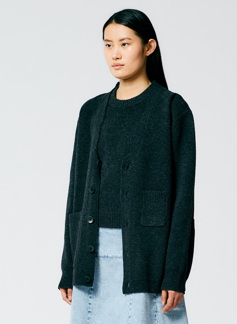 Soft Lambswool Distressed Cardigan – Tibi Official