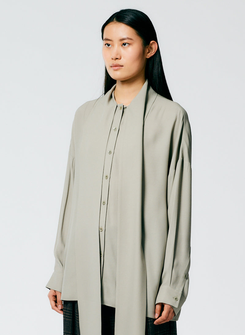 Feather Weight Eco Crepe Davenport Sculpted Shirt Grey-3