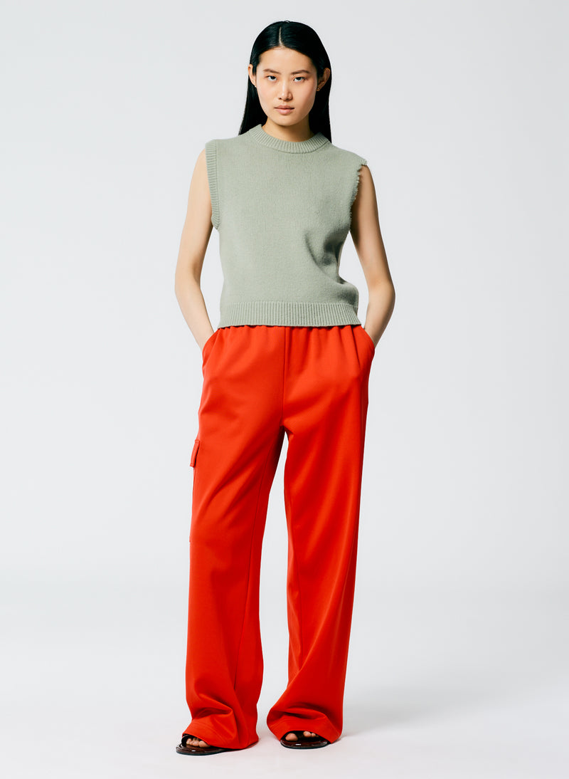 Zara Women's Sleeveless Orange Ribbed Knit Vest