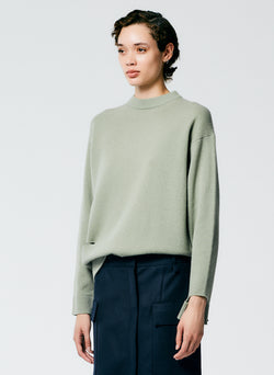Soft Lambswool Crewneck Easy Pullover Pale Olive-3