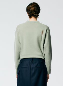 Soft Lambswool Crewneck Easy Pullover Pale Olive-4