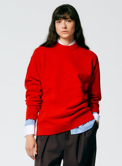 Soft Lambswool Crewneck Easy Pullover Red-1