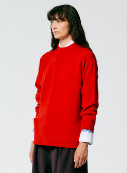 Soft Lambswool Crewneck Easy Pullover Red-2