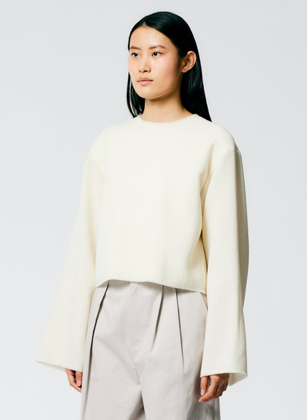 Melee Crepe Long Sleeve Cropped Top – Tibi Official