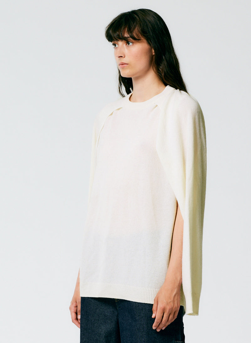 Feather Weight Cashmere Easy Cocoon Tunic Ivory-2