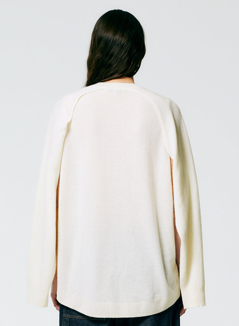 Feather Weight Cashmere Easy Cocoon Tunic Ivory-3
