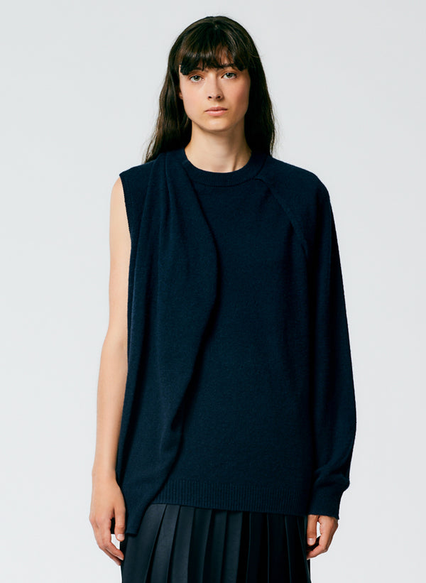 Feather Weight Cashmere Easy Cocoon Tunic - Navy-1