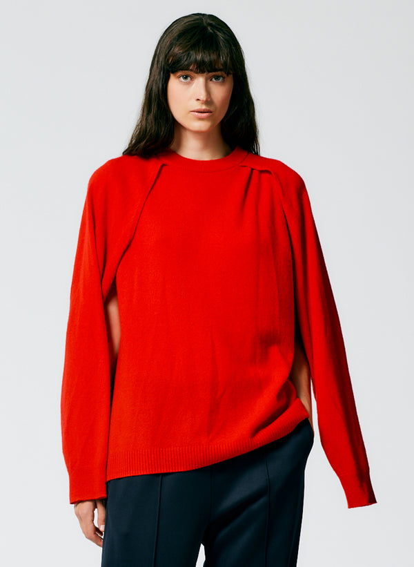 Feather Weight Cashmere Easy Cocoon Tunic - Red-2