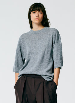 Feather Weight Cashmere Oversized Easy T-Shirt Heather Grey-1