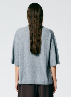 Feather Weight Cashmere Oversized Easy T-Shirt Heather Grey-3