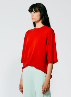 Feather Weight Cashmere Oversized Easy T-Shirt Red-2