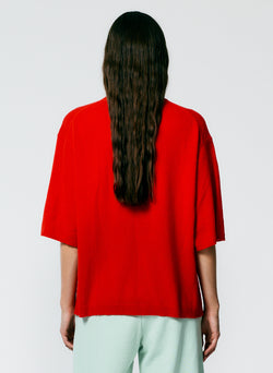 Feather Weight Cashmere Oversized Easy T-Shirt Red-3