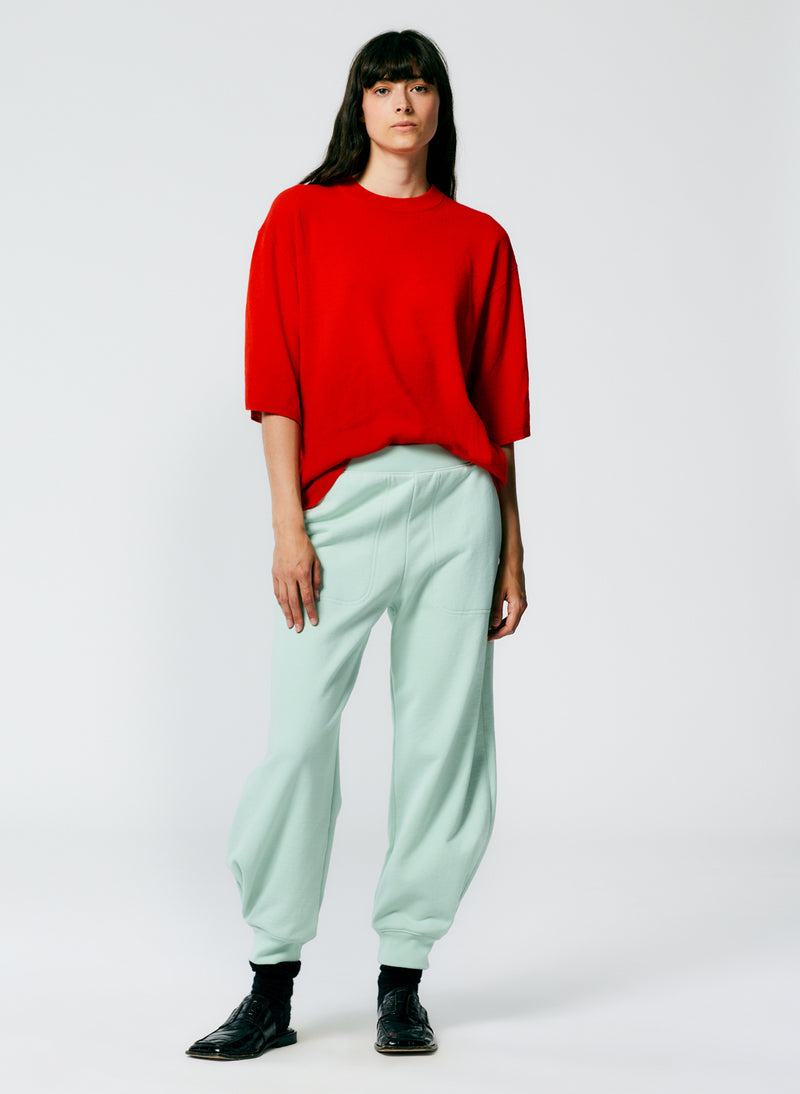 Feather Weight Cashmere Oversized Easy T-Shirt Red-4