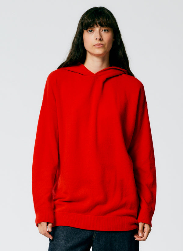Feather Weight Cashmere Easy Mens Hoodie - Red-1