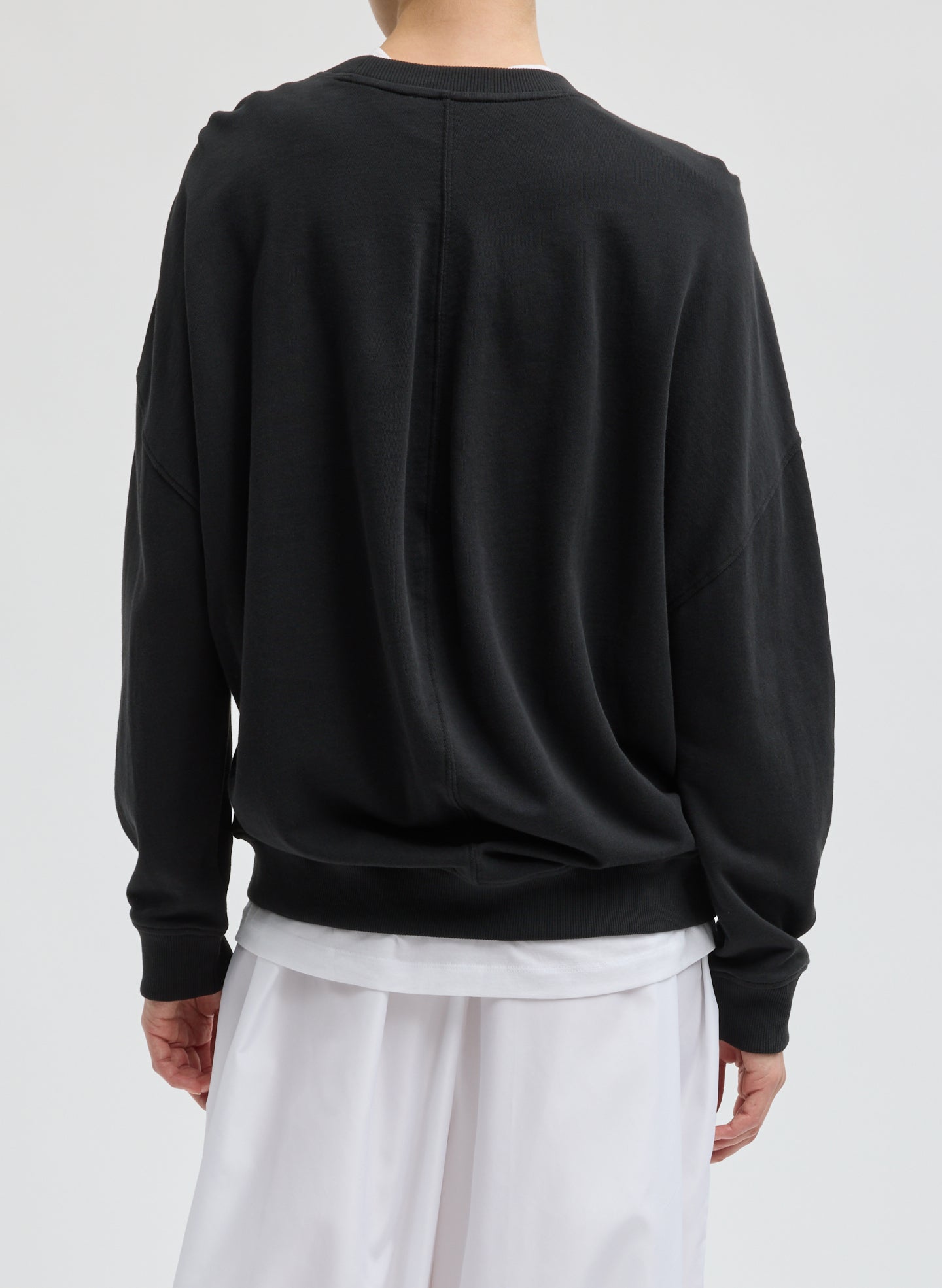 Black Light Weight Sweatshirting Crewneck Sweatshirt - back view on model