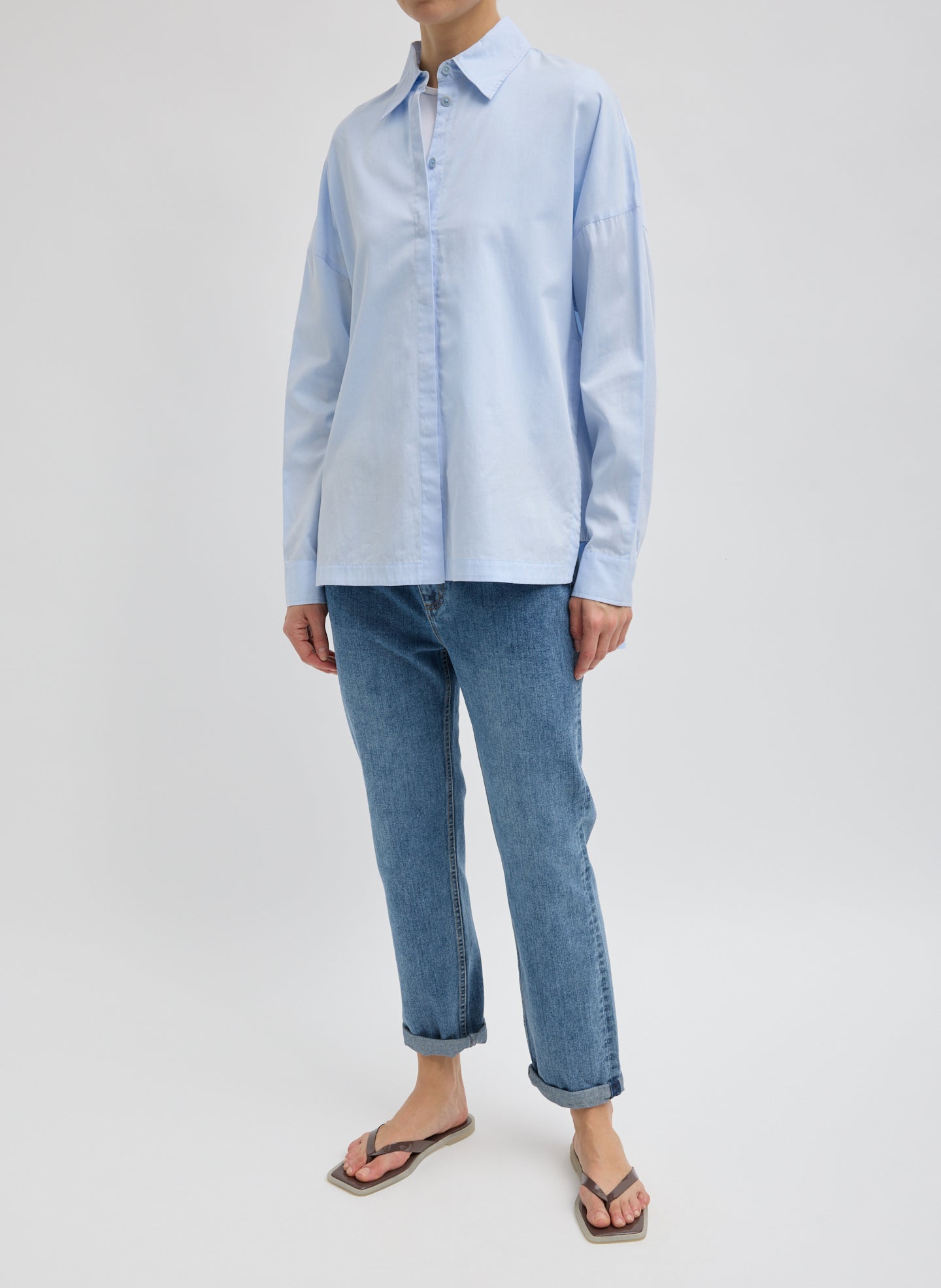 Light Blue Gabe Oversized Shirt - full look, front view on model