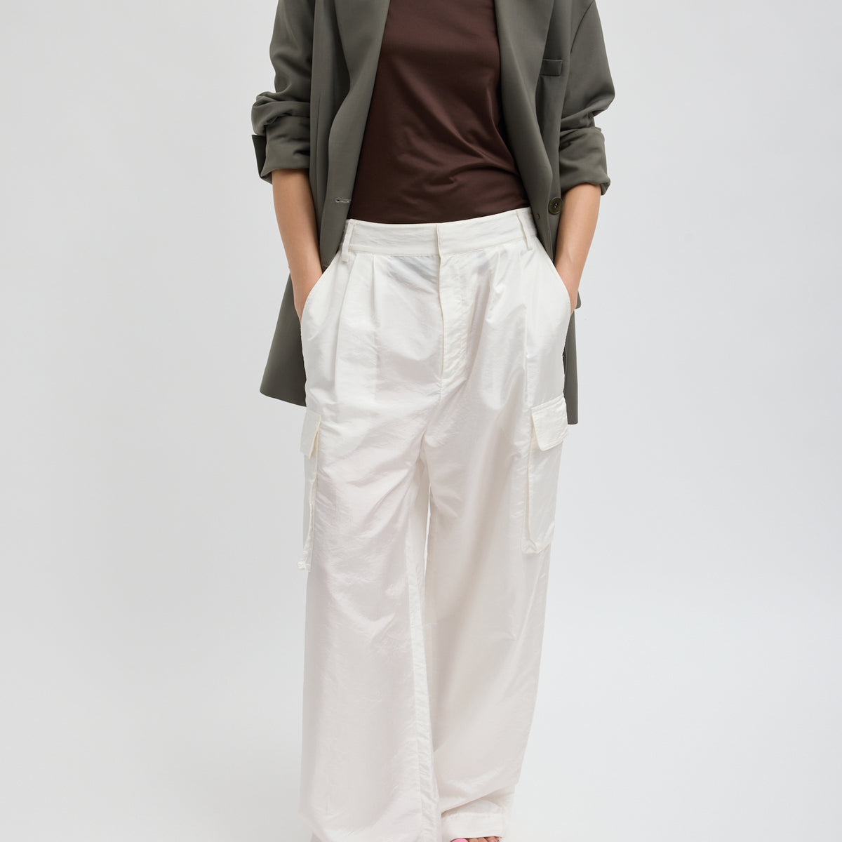 Stella Crispy Nylon Pleated Cargo Pant – Tibi Official
