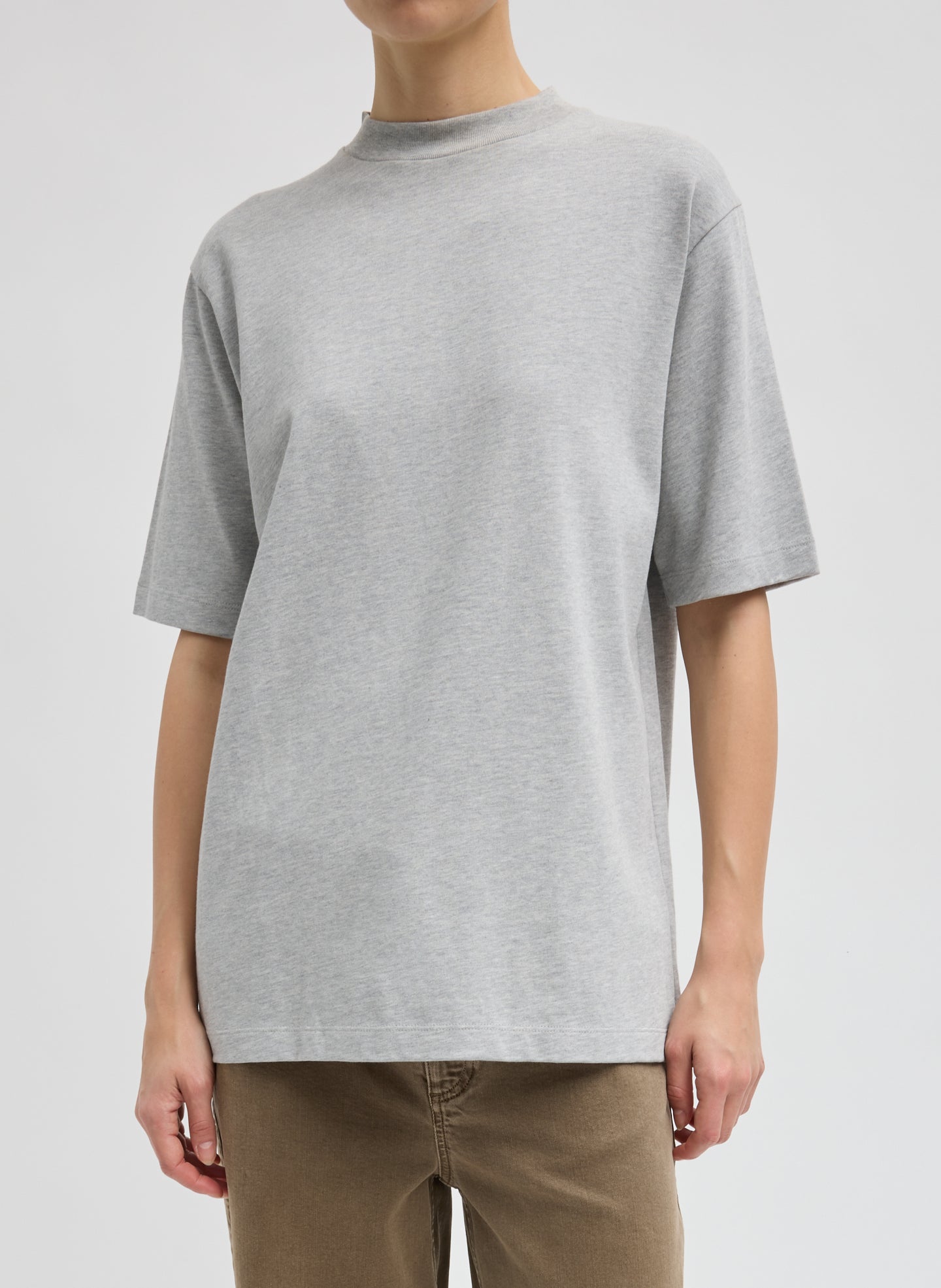 Perfect Unisex T-Shirt - Heather Grey Perfect Unisex T-Shirt - oversized tee, front view on model