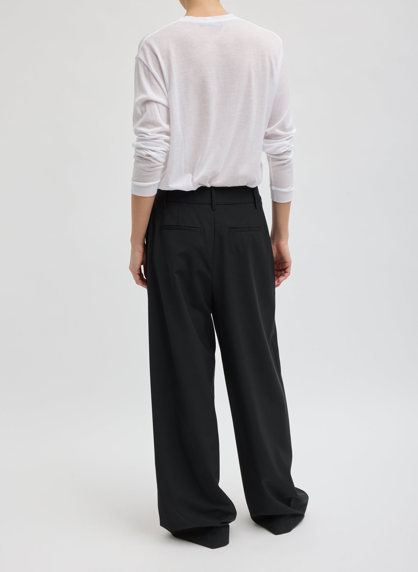 Black Tropical Wool Stella Pant - trousers, back view on model