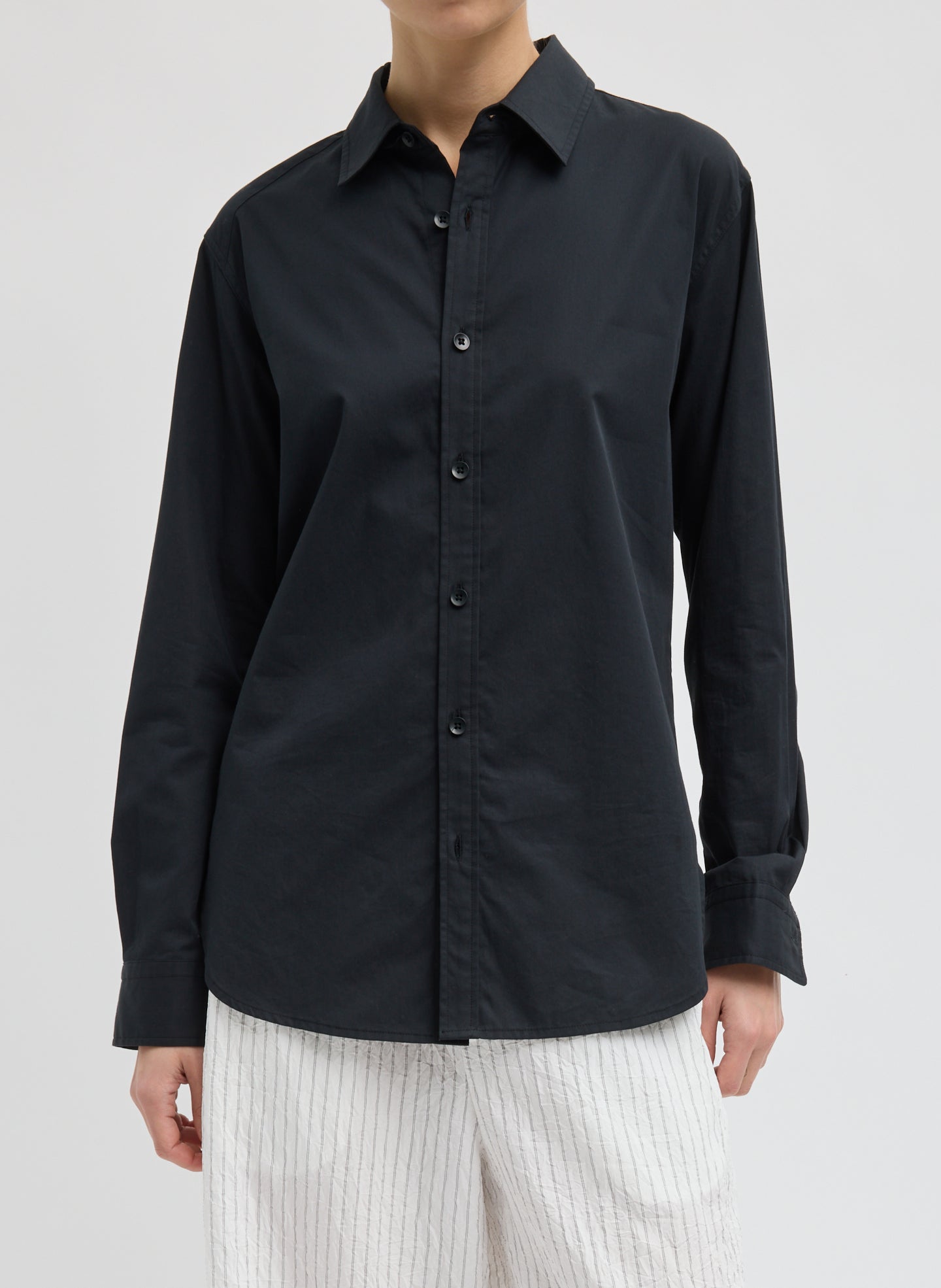 Charlie Men's Slim Shirt - Black Charlie Men's Slim Shirt - button down shirt, front view on model