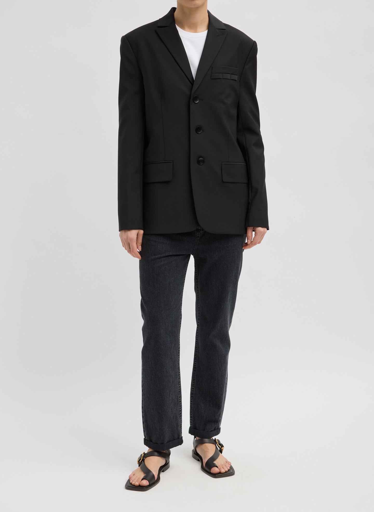 Black Mou Denim Clift Jean - full look, front view on model