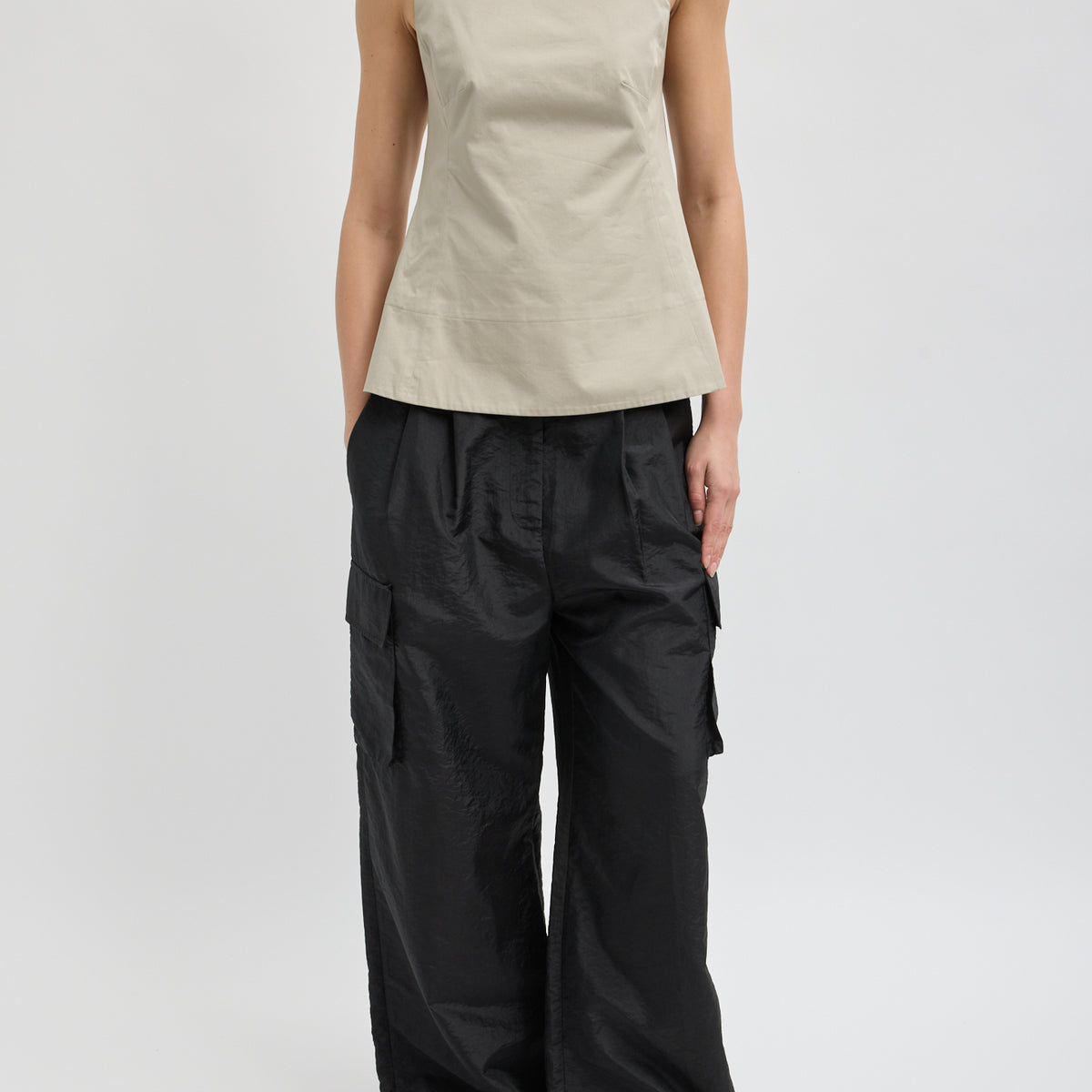 Stella Crispy Nylon Pleated Cargo Pant – Tibi Official