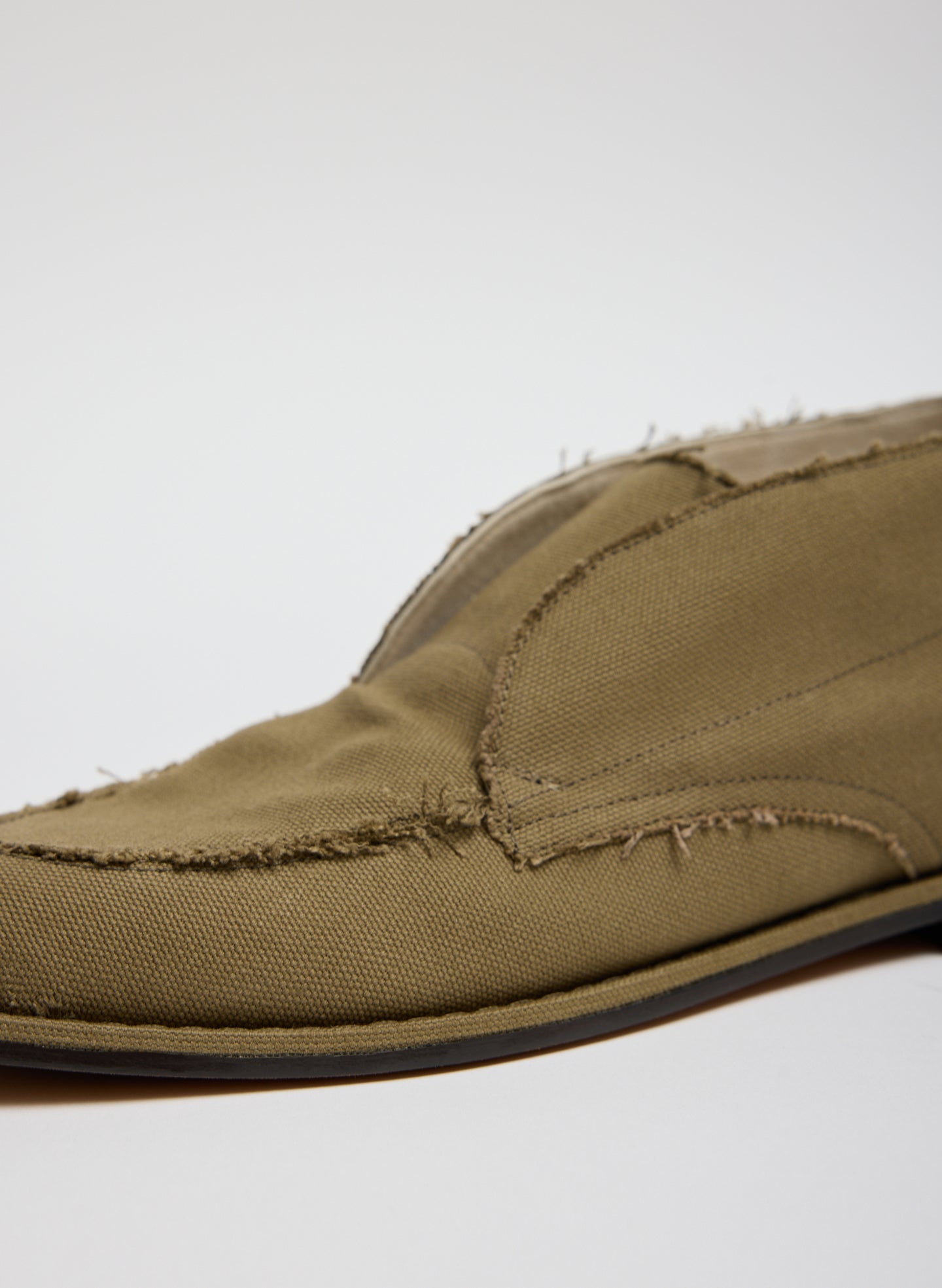 Tan Canvas Harry Chukka Boot - closeup of frayed detail