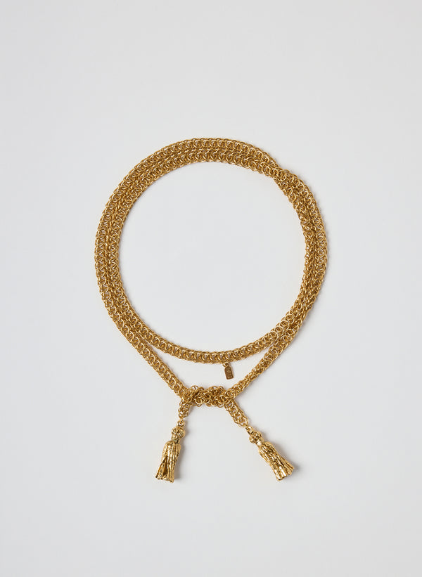 Gold-Tone Tassel Necklace - flat lay, full view